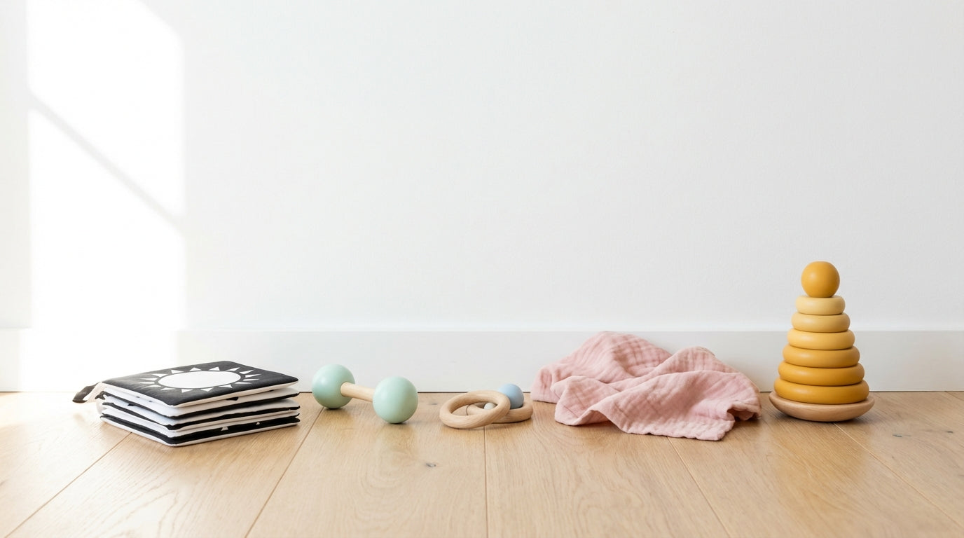 Babyspielzeug ab 3 Monaten: sinnvolle Ideen bis 12+ Monate