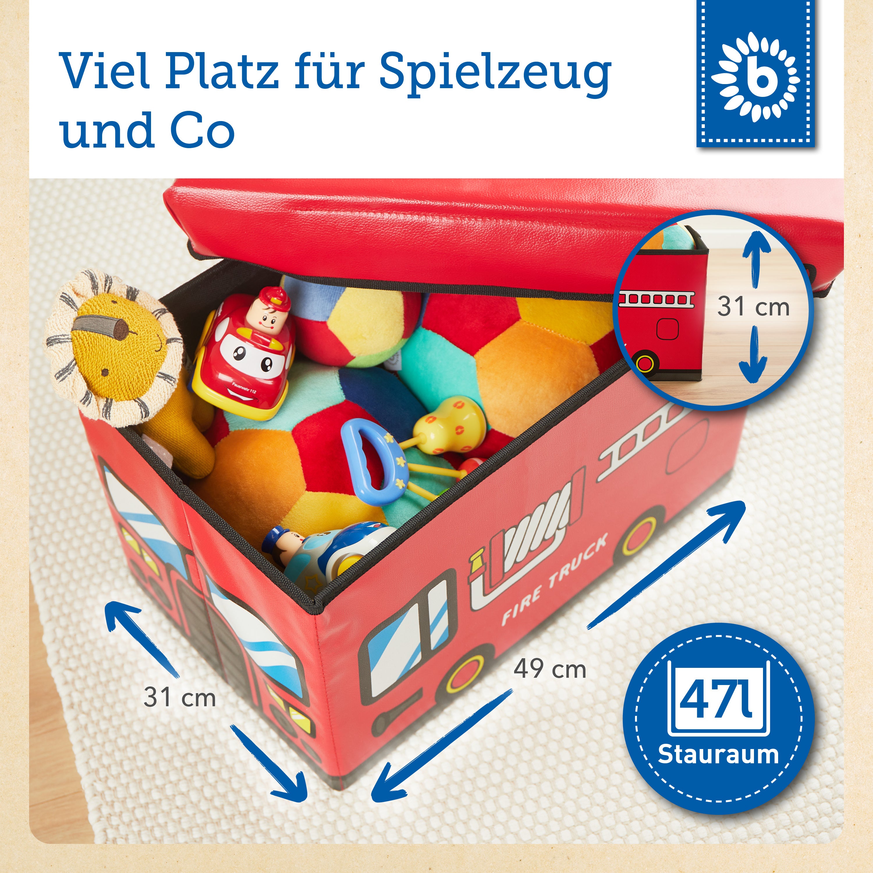 2in1 Staubox & Sitzbank Feuerwehr