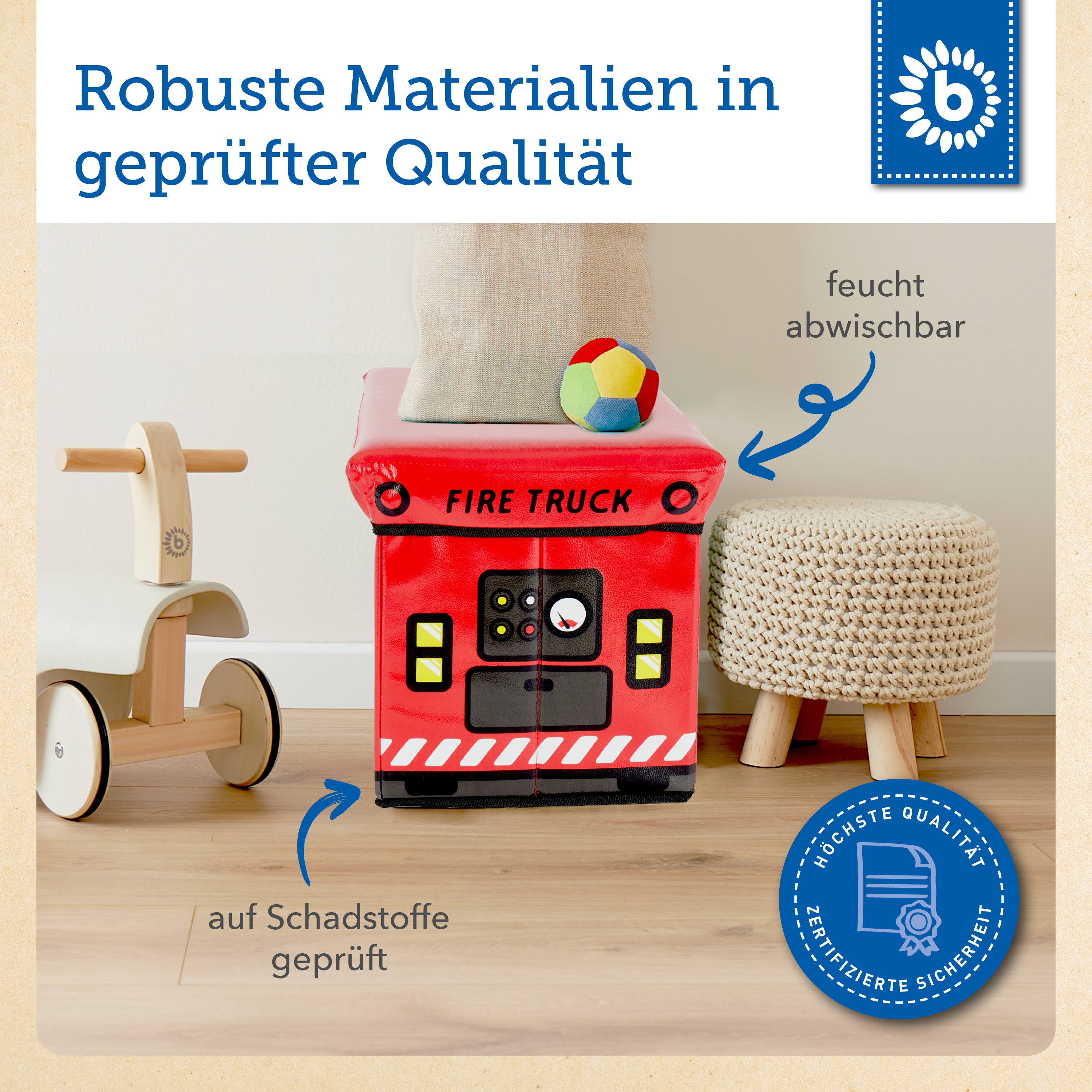 2in1 Staubox & Sitzbank Feuerwehr