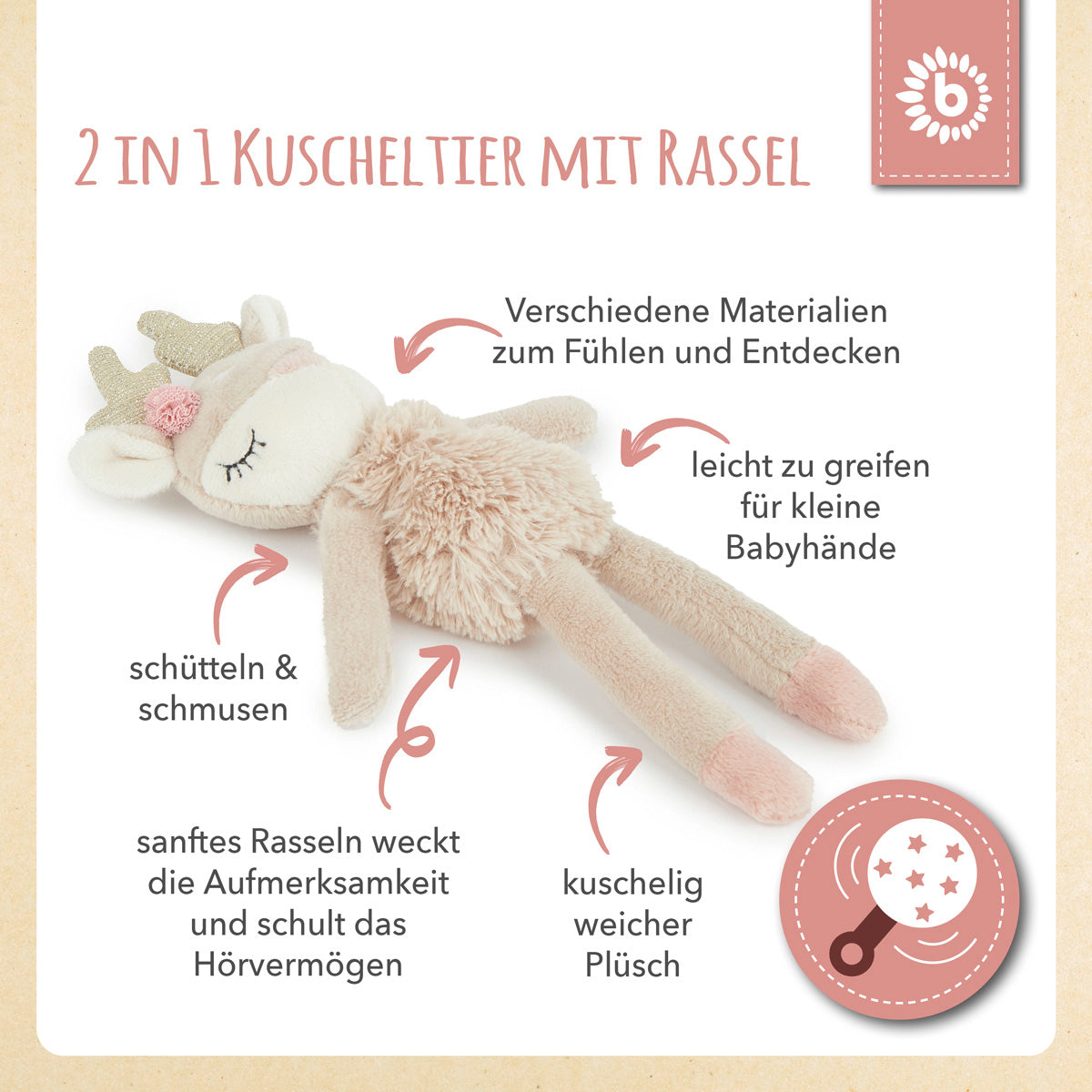 Spielfigur Reh Ella mit Rassel