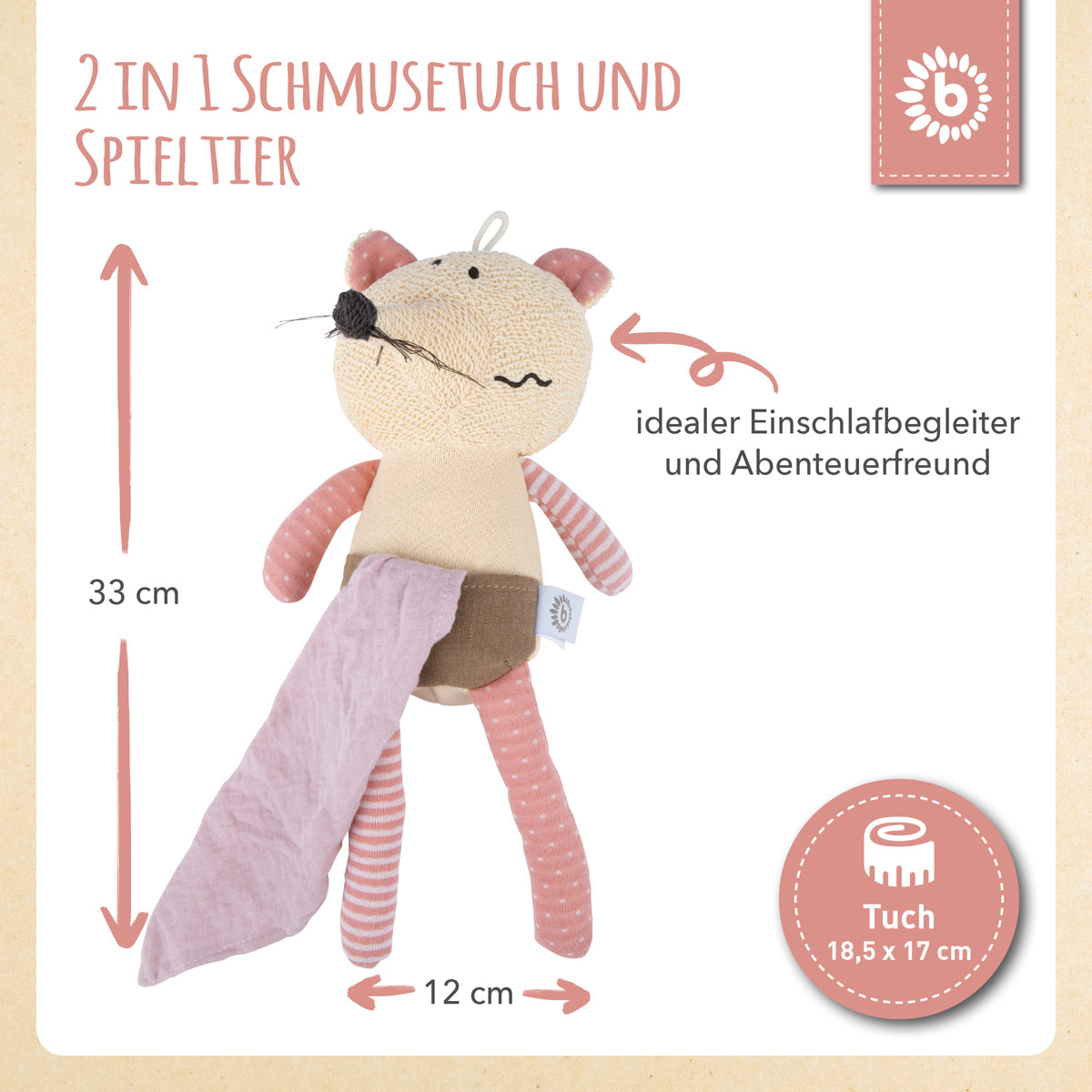 Kuscheltier Maus mit Schmusetuch