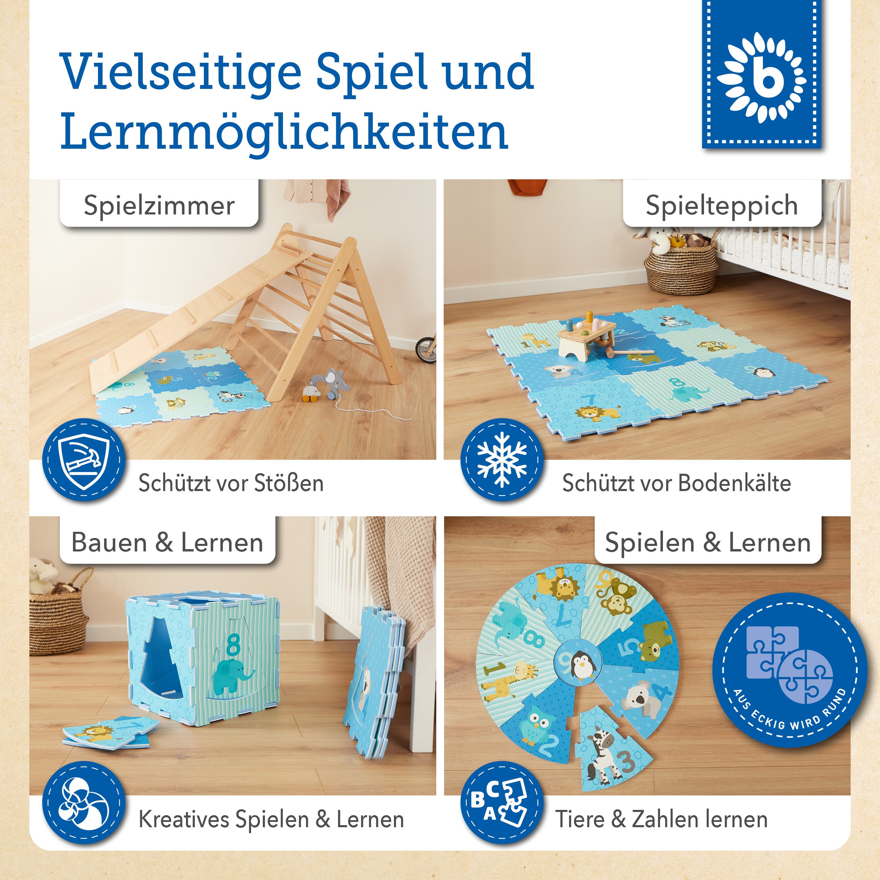 Puzzlematte Tiere blau 18 Teile