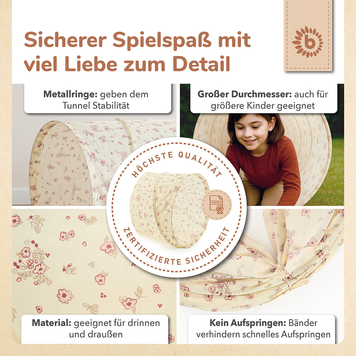 Pop Up Spieltunnel Vintage Flowers