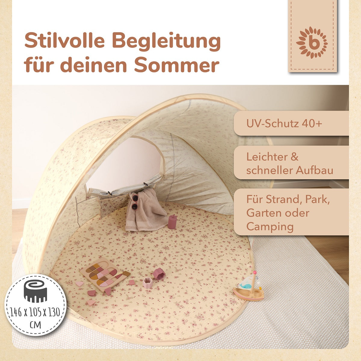 POP UP STRANDMUSCHEL VINTAGE FLOWERS