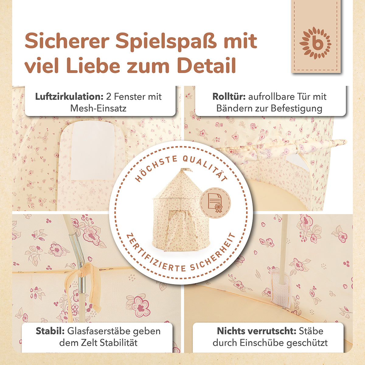 Pop Up Spielzelt Vintage Flowers
