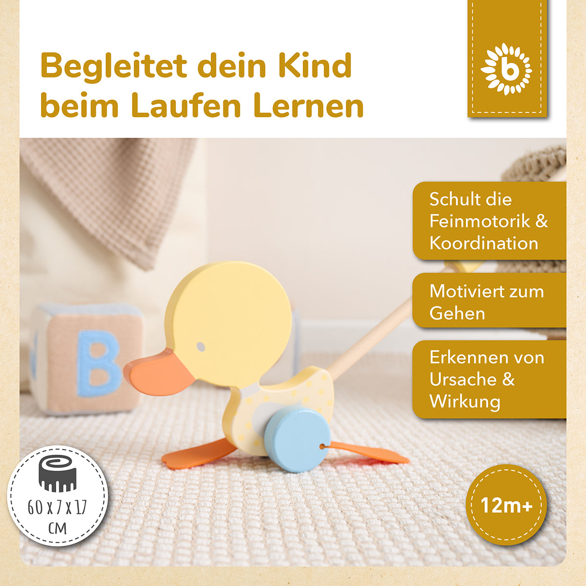 Rollerstab Watschelente gelb