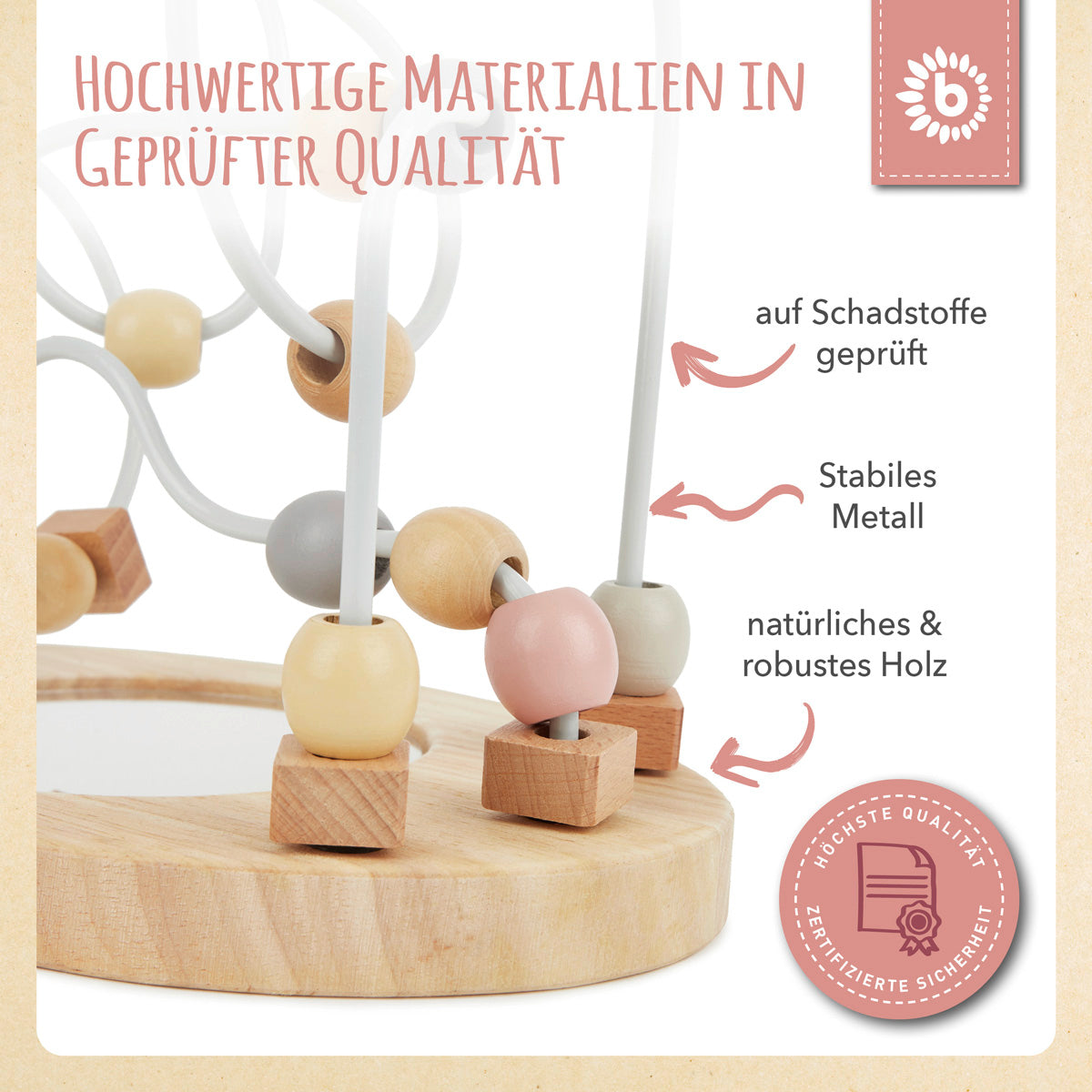 Motorikschleife mit Spiegel rose