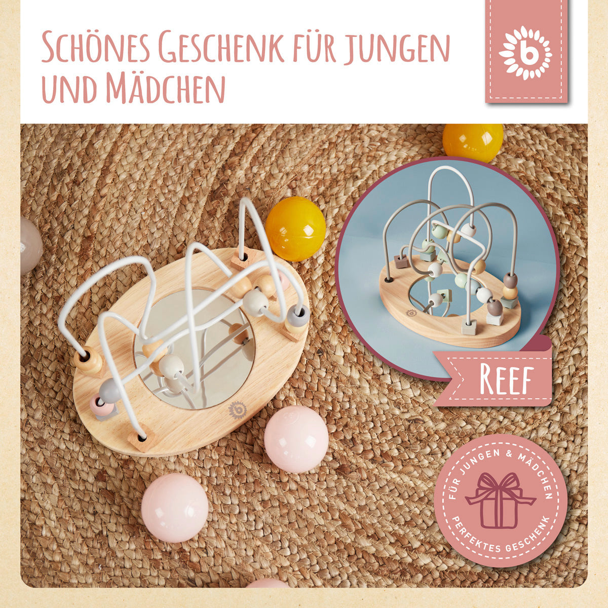 Motorikschleife mit Spiegel rose