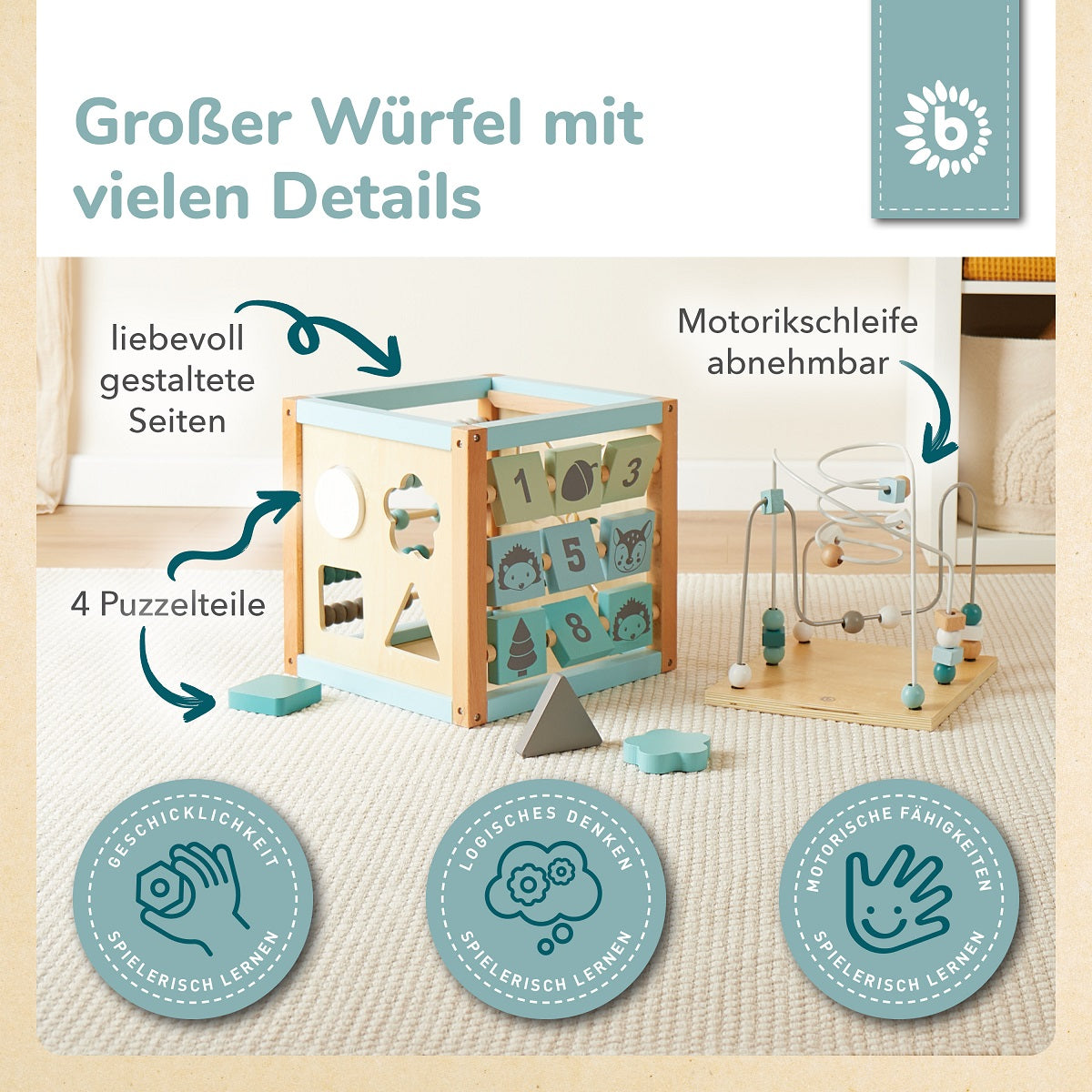 Motorikwürfel Waldtiere XXL FSC®