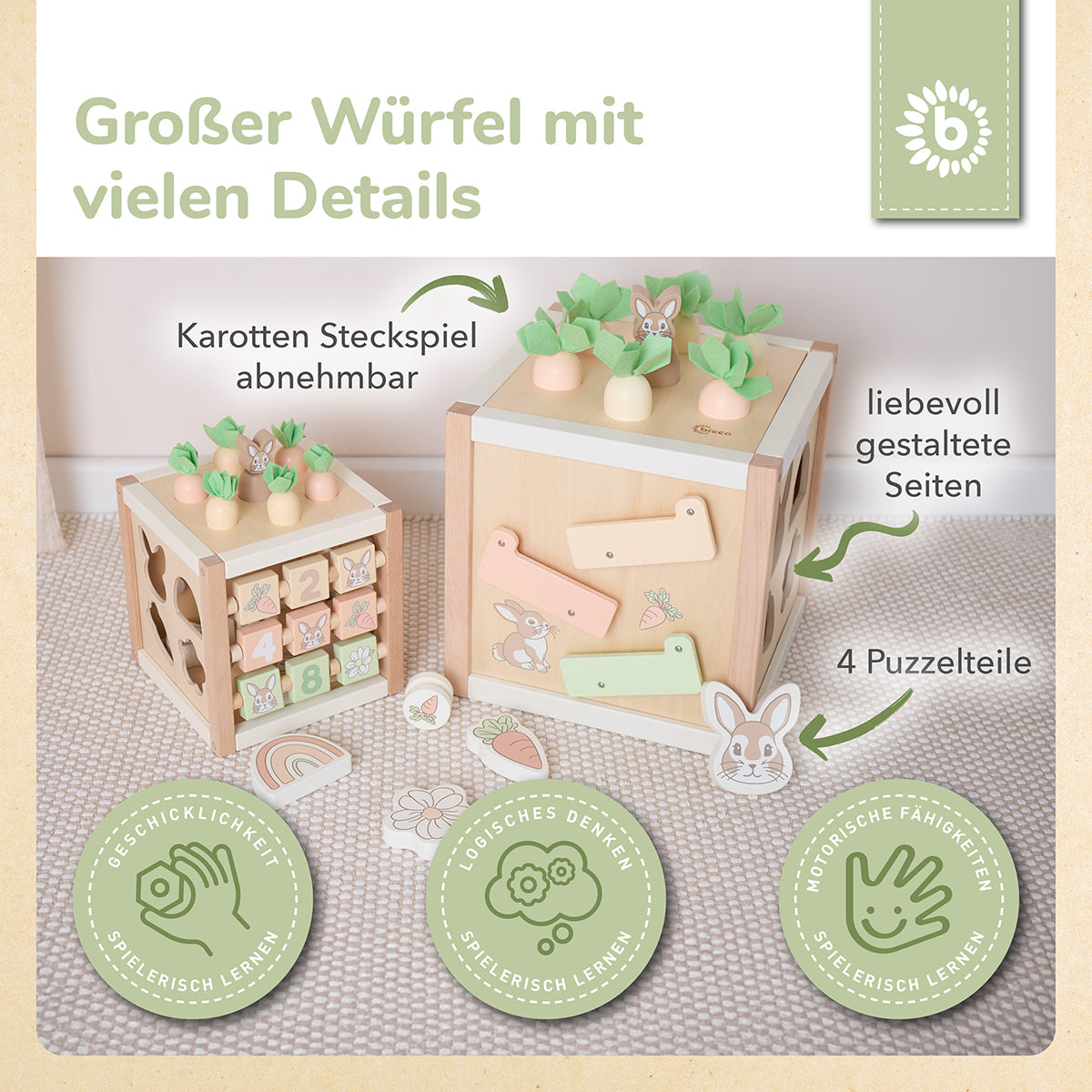 Motorikwürfel Hase Fine XXL