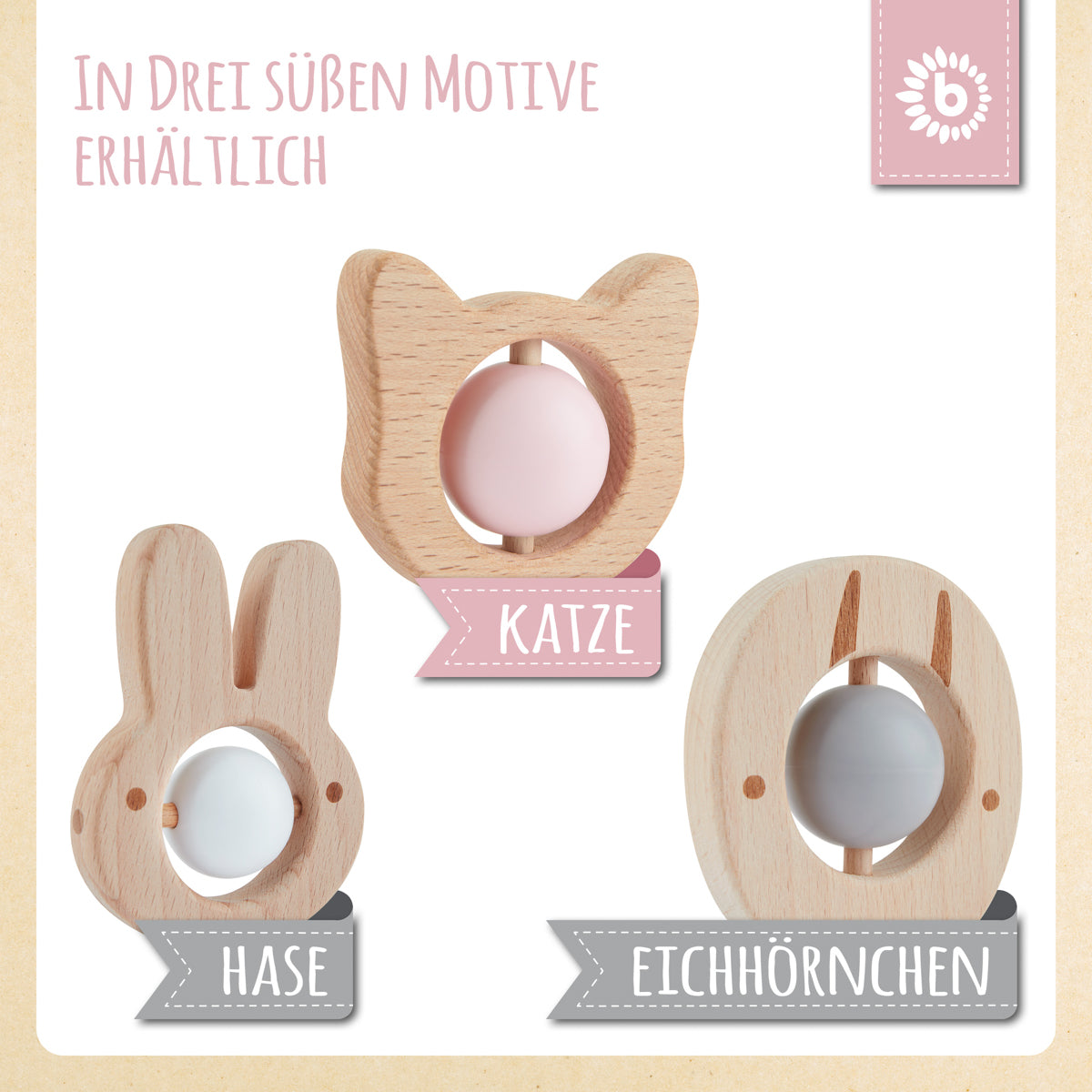 Beißring Katze mit Silikonball