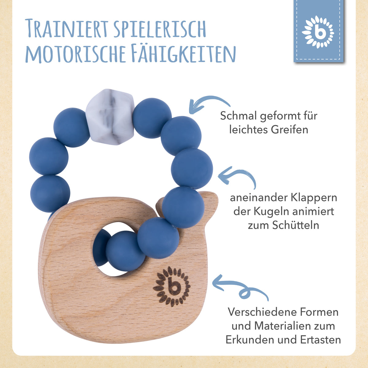 Beißring Wal mit Silikonkette