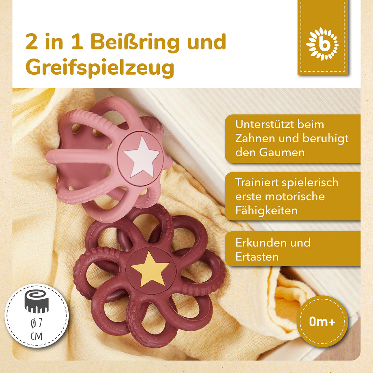 Silikon Beiß- & Greifball 2er Set Rosy Sky