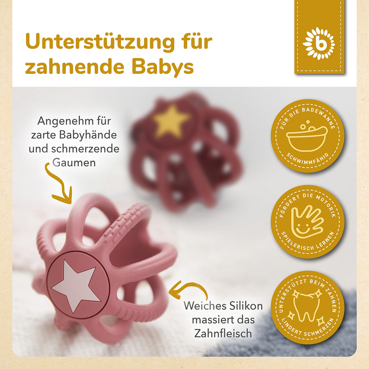 Silikon Beiß- & Greifball 2er Set Rosy Sky