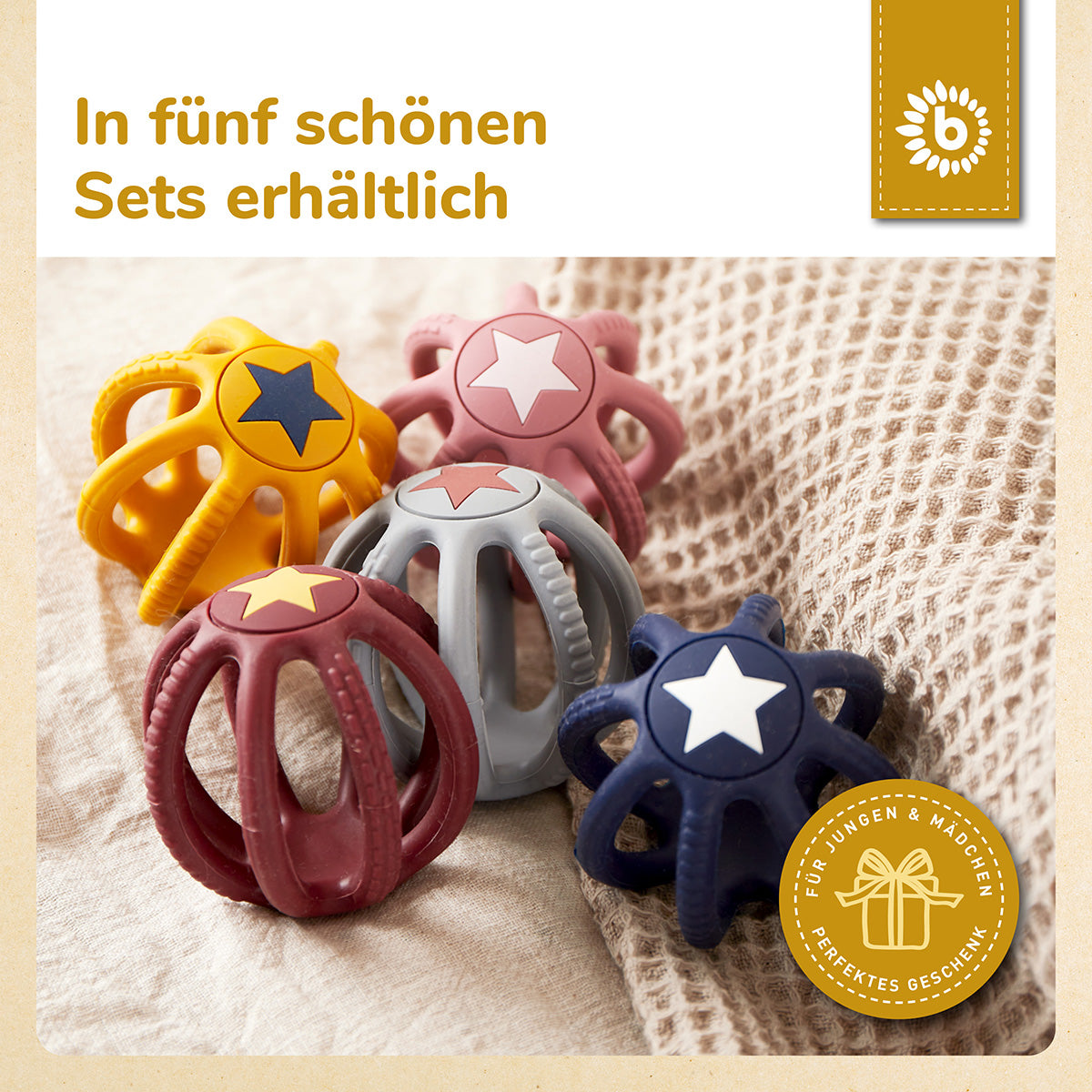 Silikon Beiß- & Greifball 2er Set Rosy Sky