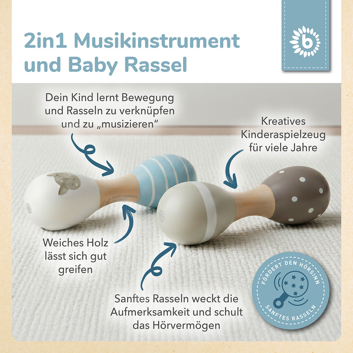 Hantelrasseln 2er Set Reh