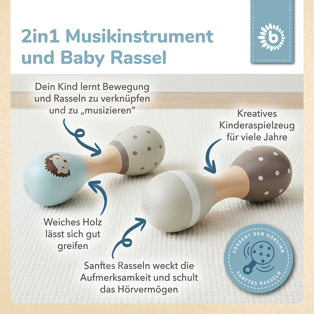 Hantelrasseln 2er Set Igel