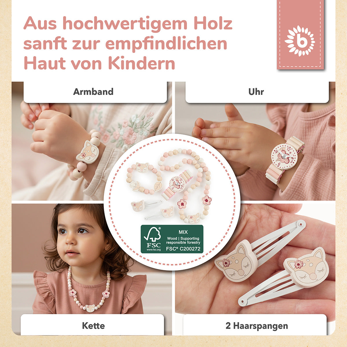 Holzschmuckset Reh Ella FSC®