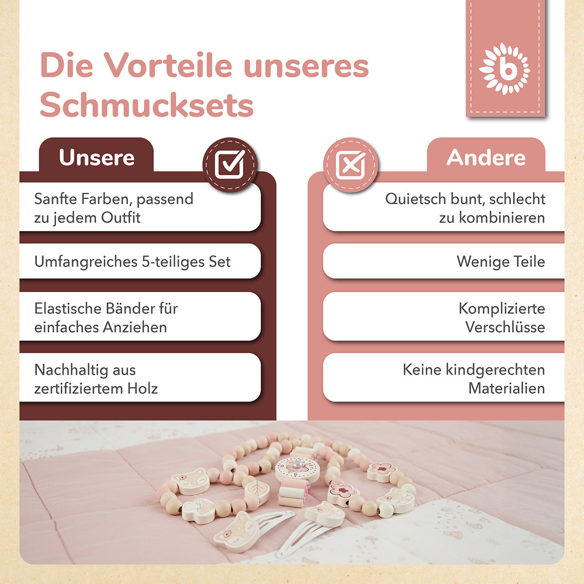 Holzschmuckset Reh Ella FSC®