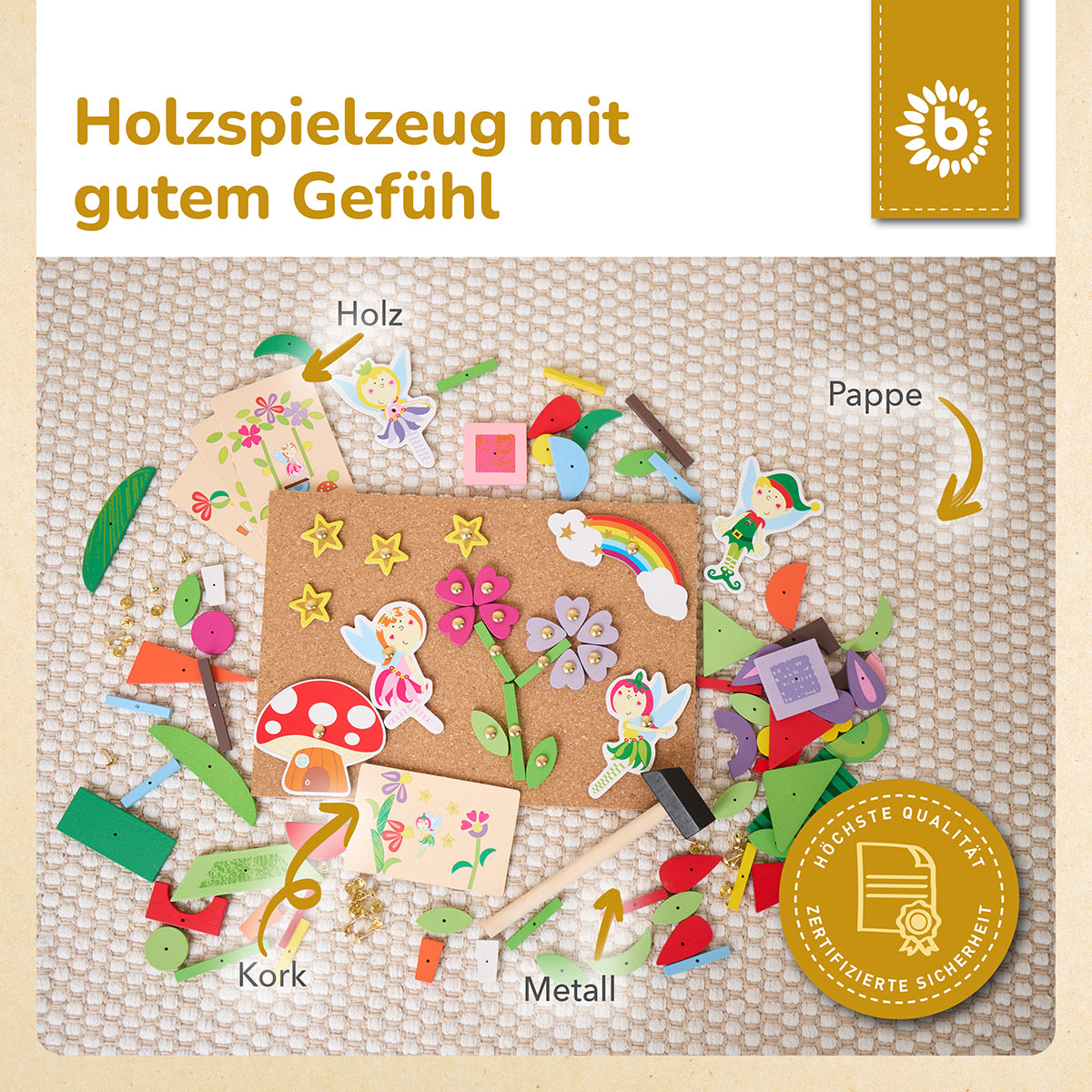 Hämmerchenspiel – Nagelspiel mit Korkplatte – Feenwelt, 176 Teile
