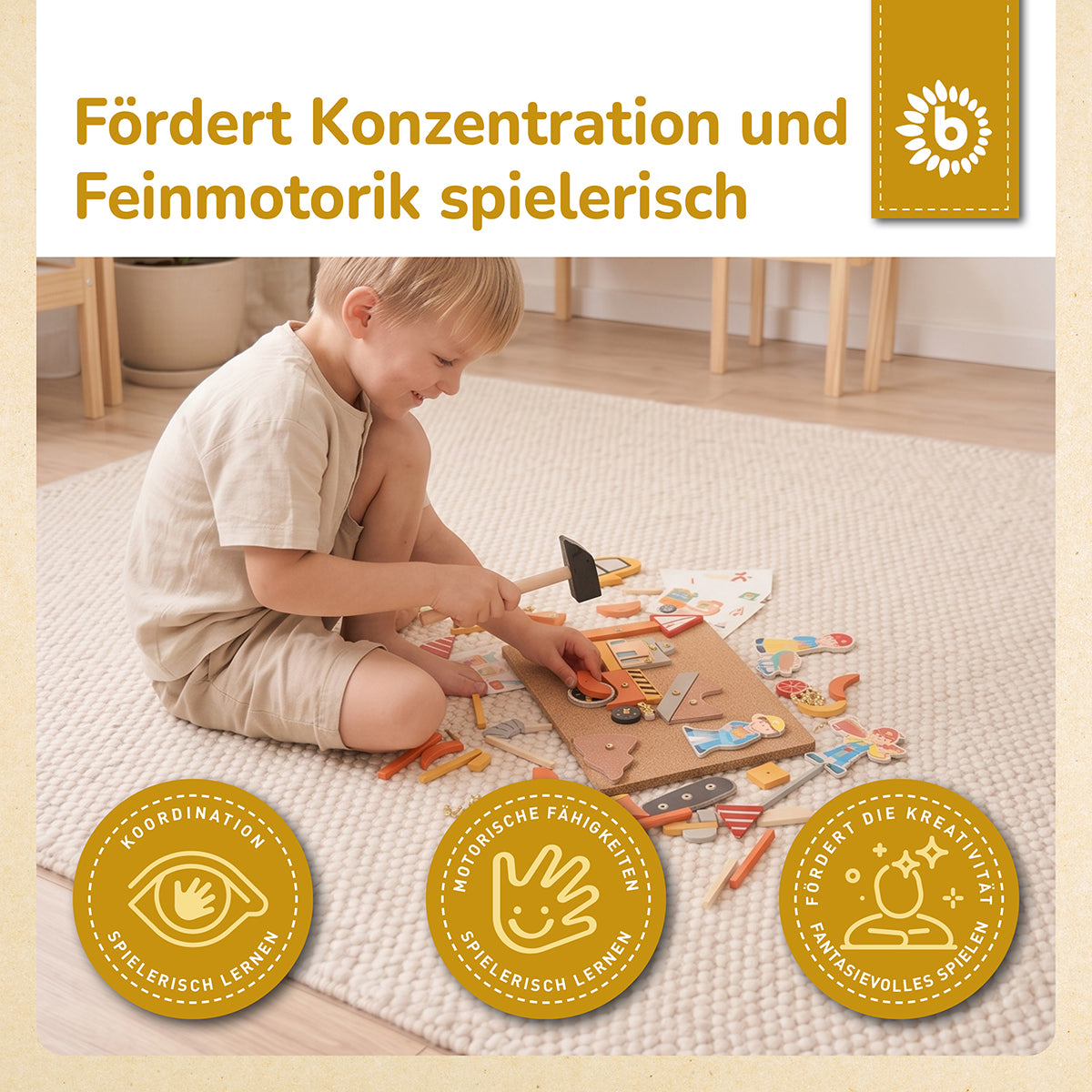 Hämmerchenspiel – Nagelspiel mit Korkplatte – Baustelle, 150 Teile