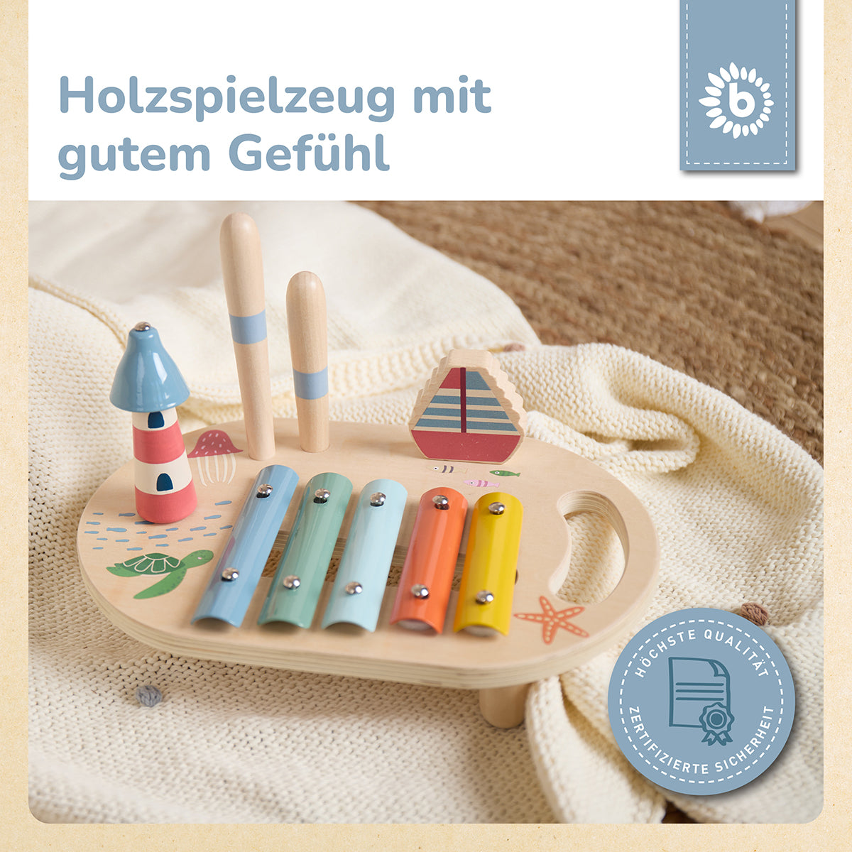 Musikspieltisch mit Xylophon – Klangstation aus Holz – Ozean