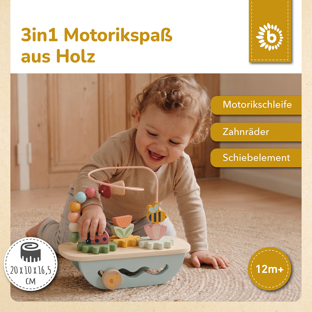 Motorikschleife aus Holz – Multi-Activity ab 1 Jahr – Frühlingswiese