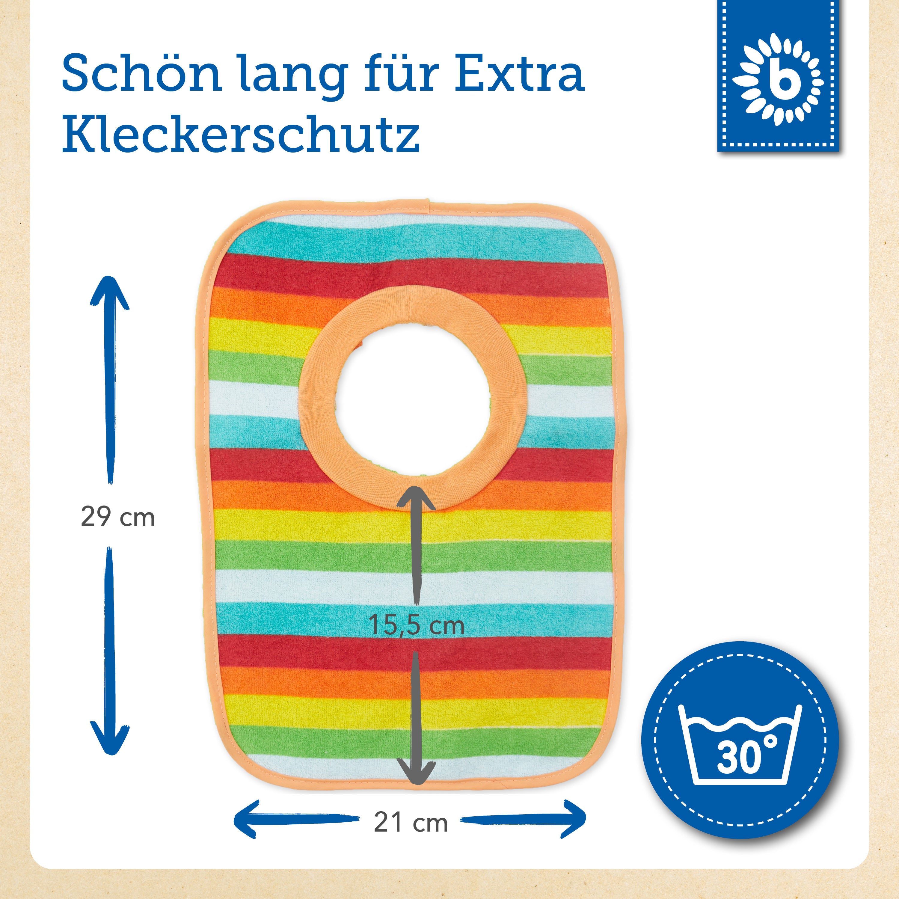 6er Set Schlupflätzchen Rainbow