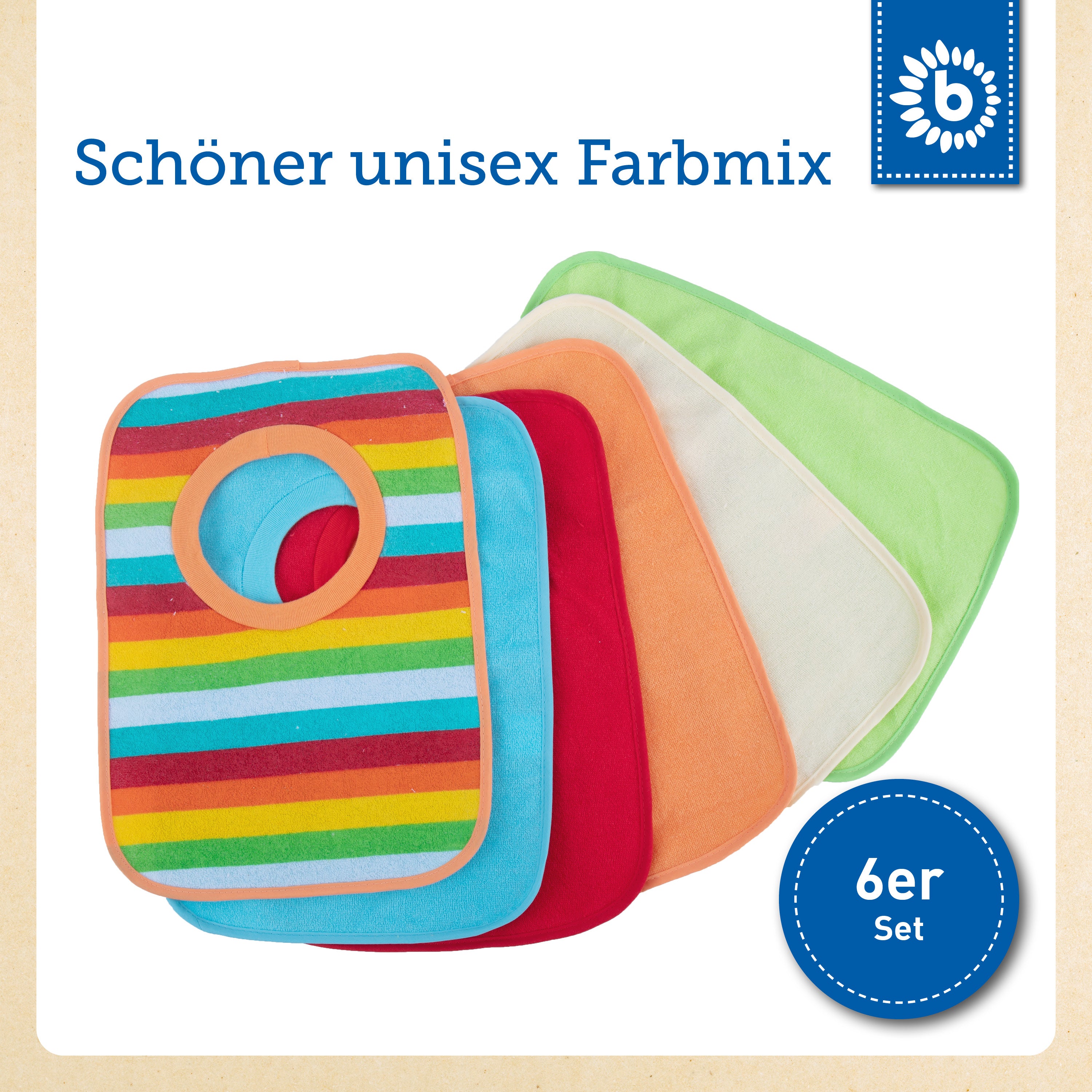 6er Set Schlupflätzchen Rainbow