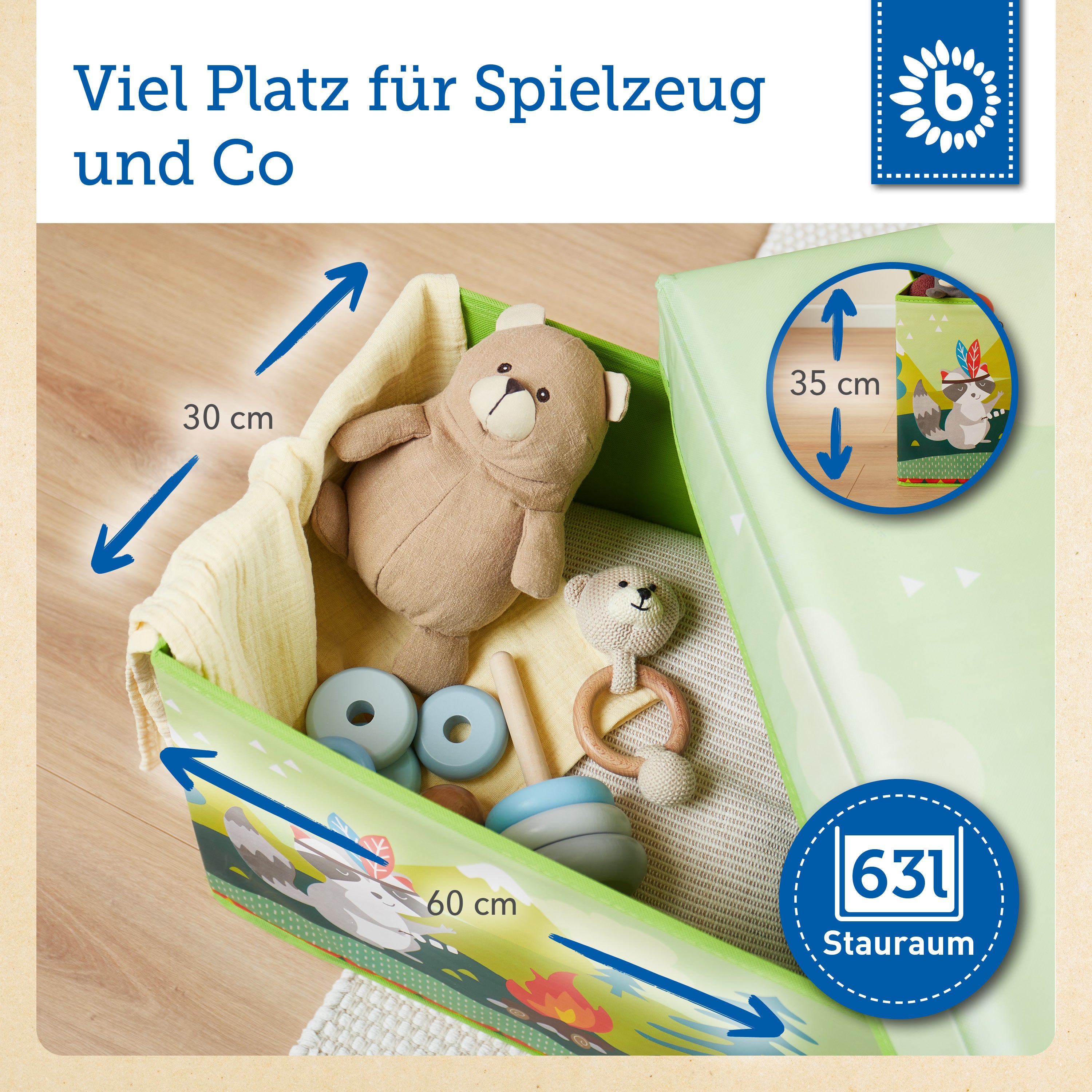 2in1 Staubox & Sitzbank Waldtiere