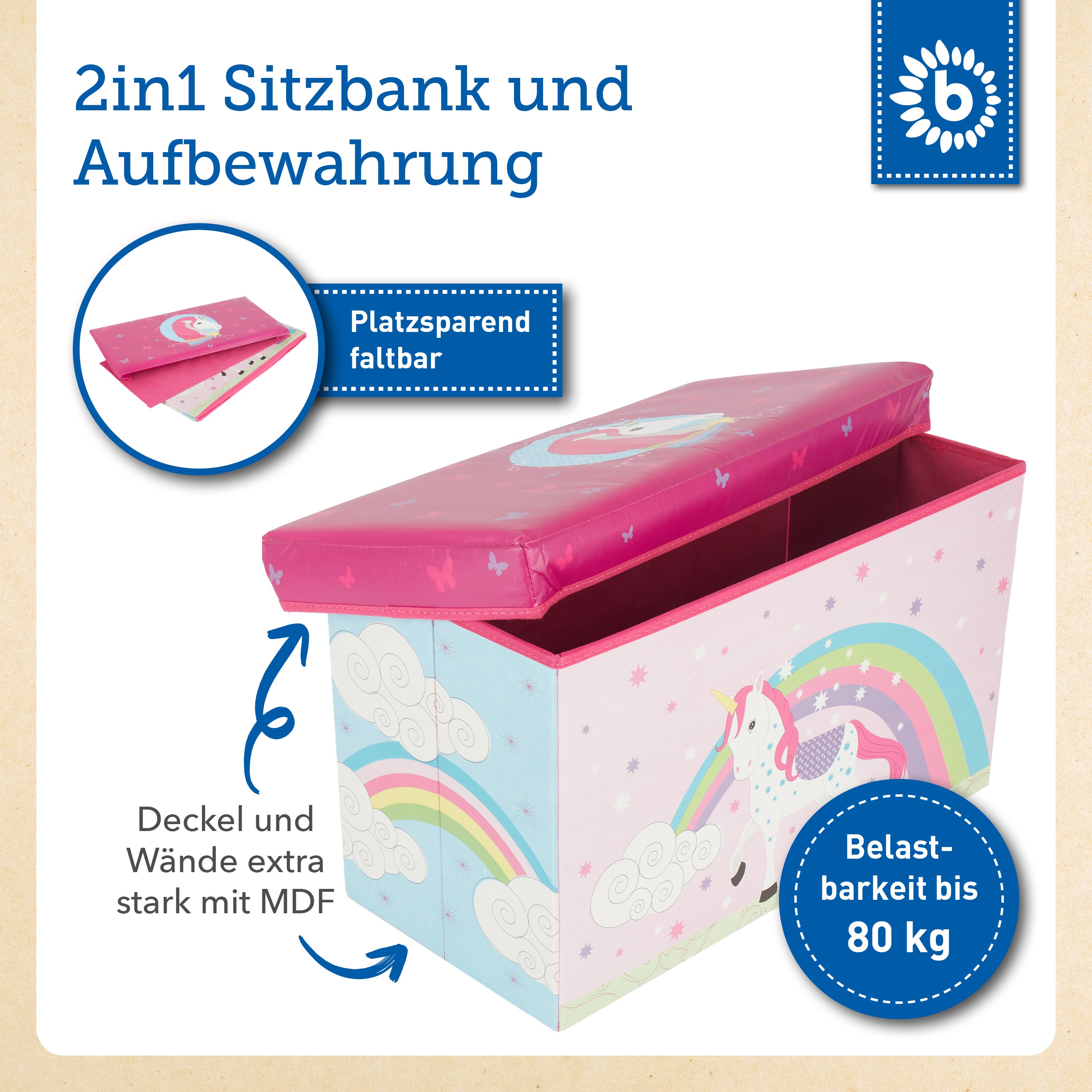 2in1 Staubox & Sitzbank Einhorn
