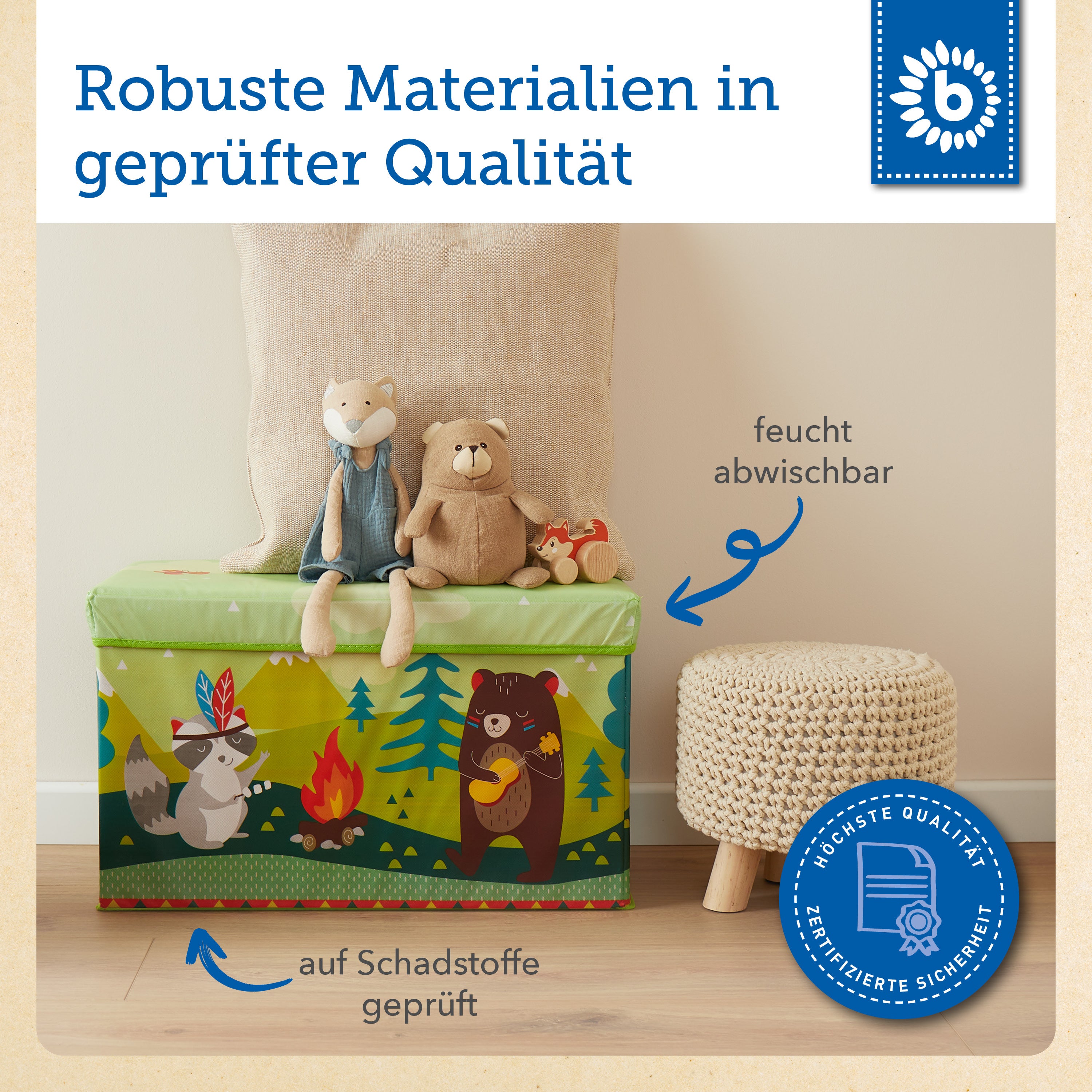 2in1 Staubox & Sitzbank Waldtiere
