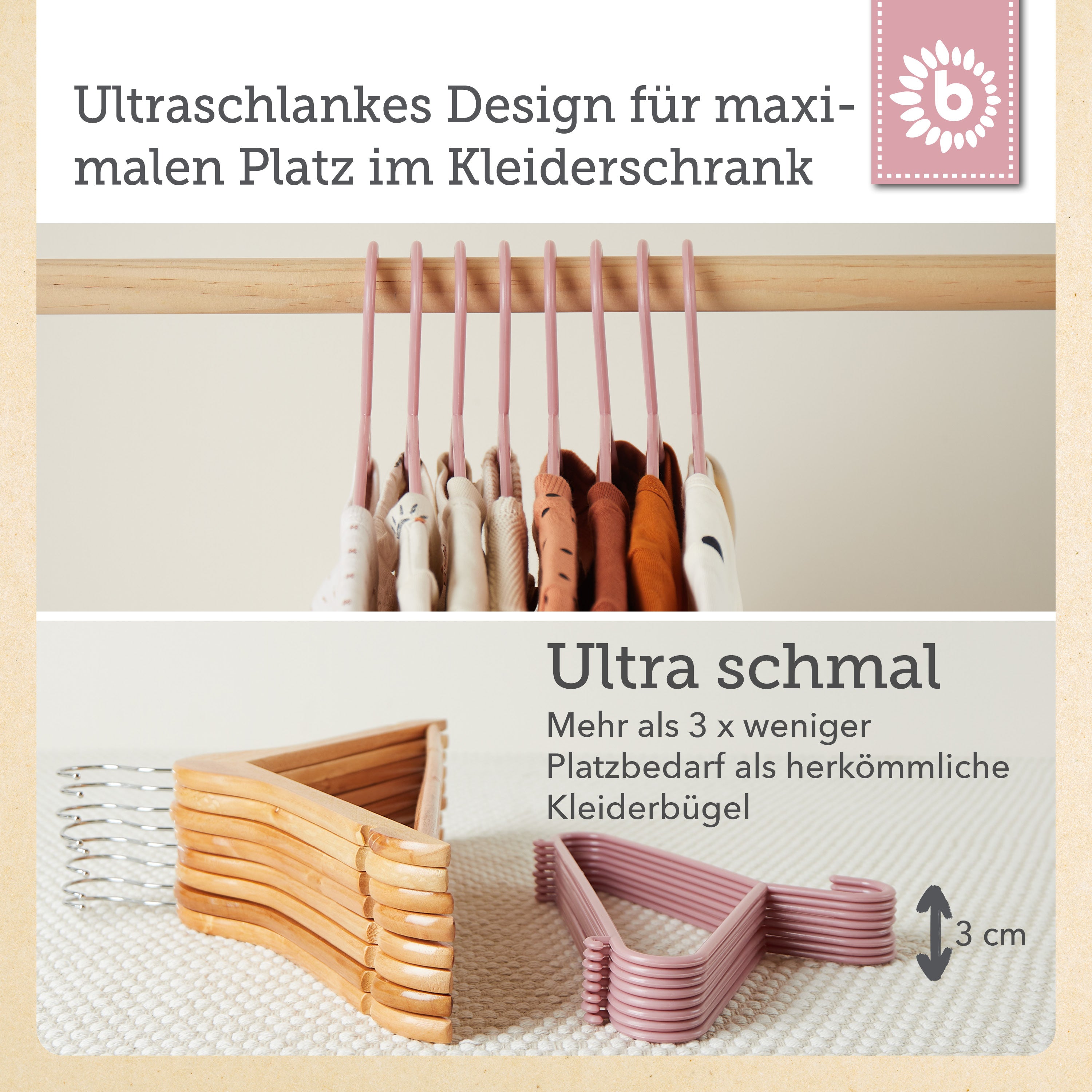 Lot de 8 cintres dreamy rose