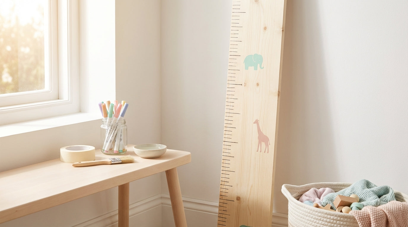 Messlatte personalisiert: DIY-Anleitung mit Namen, Datum & Skala