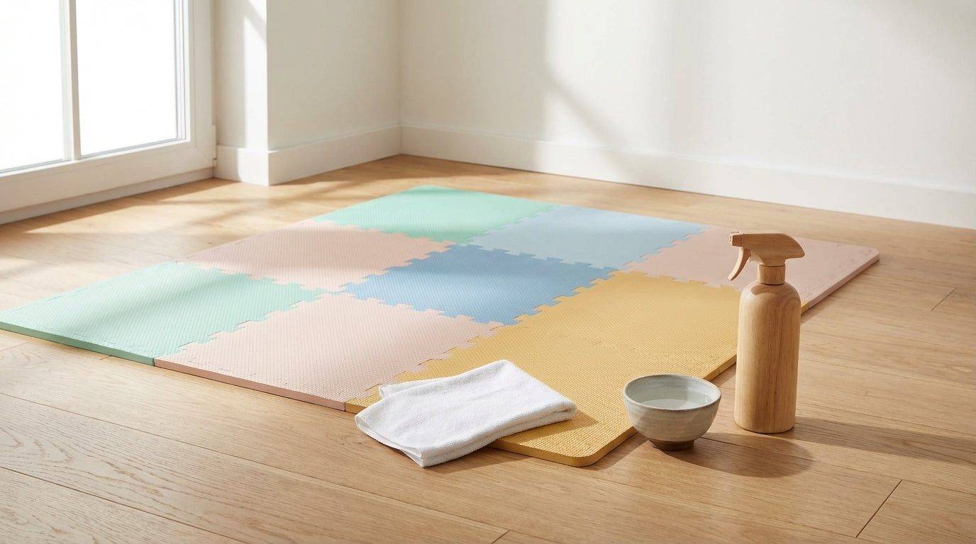 Puzzlematte reinigen: EVA-Spielmatte pflegen, Flecken entfernen