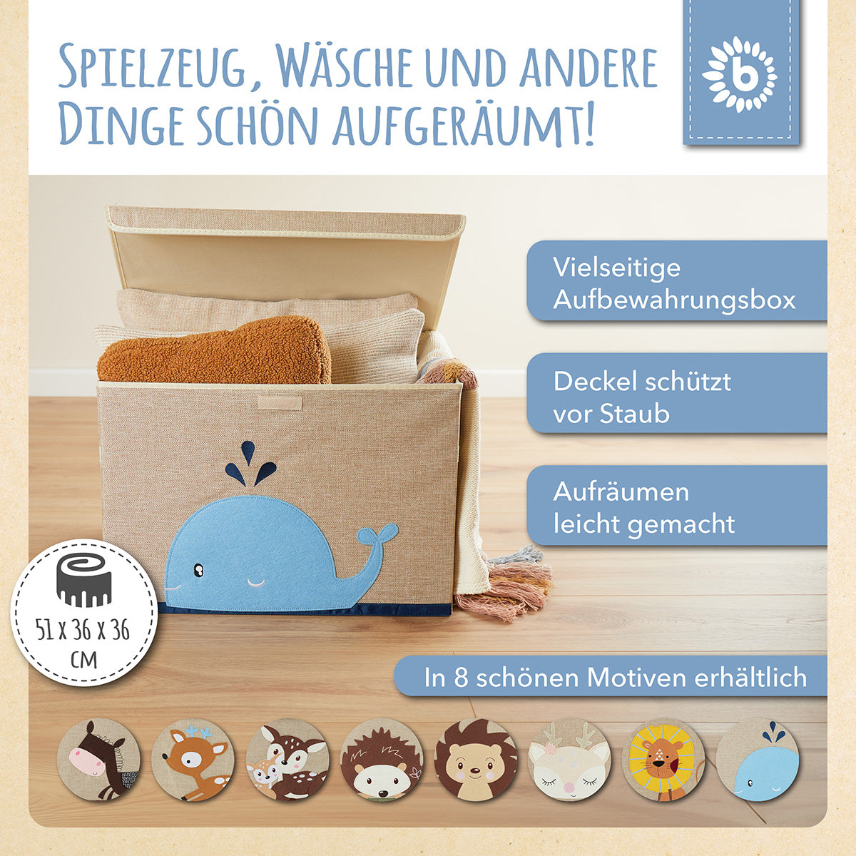 Aufbewahrungsbox Wal mit Deckel