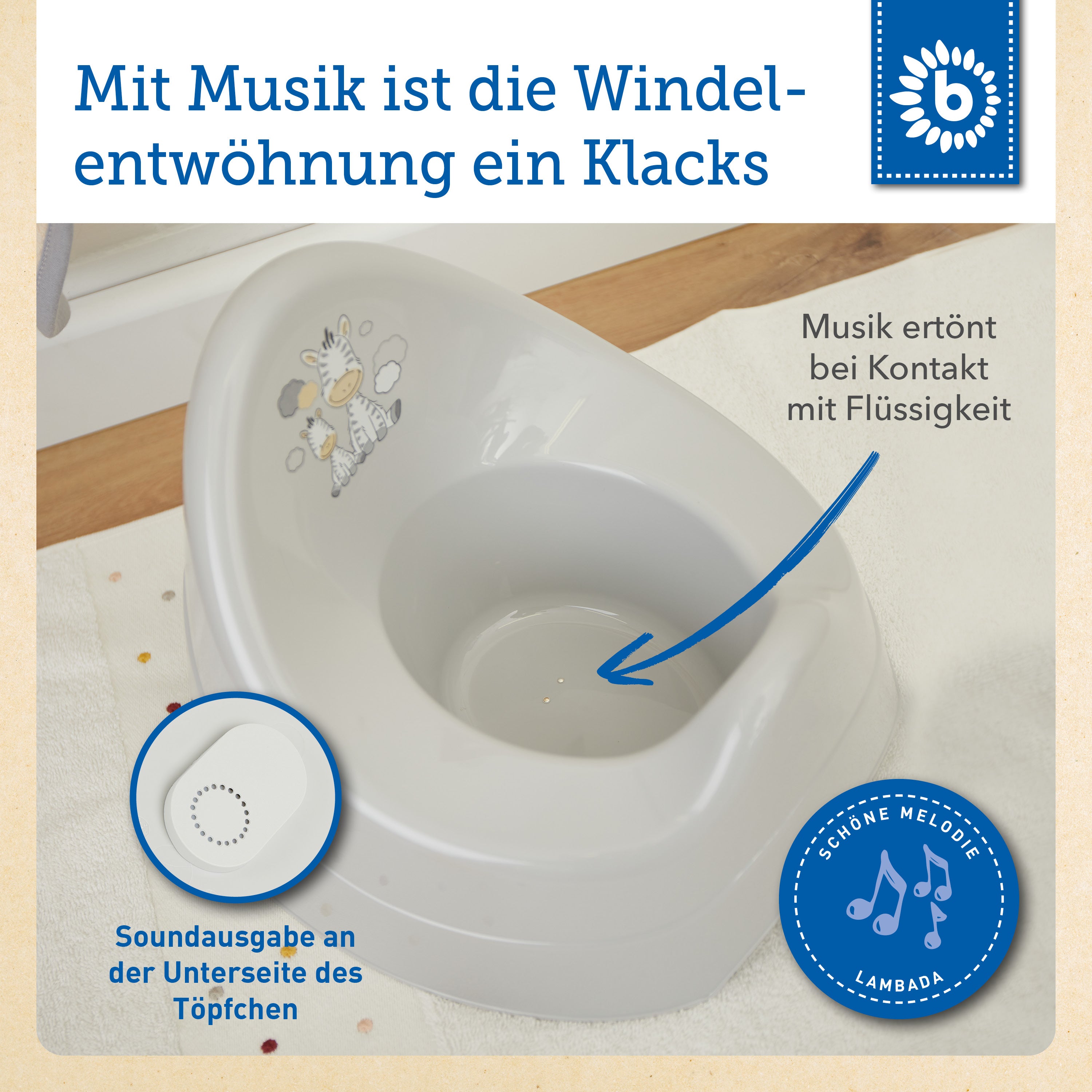 Töpfchen Zebra mit  Musik