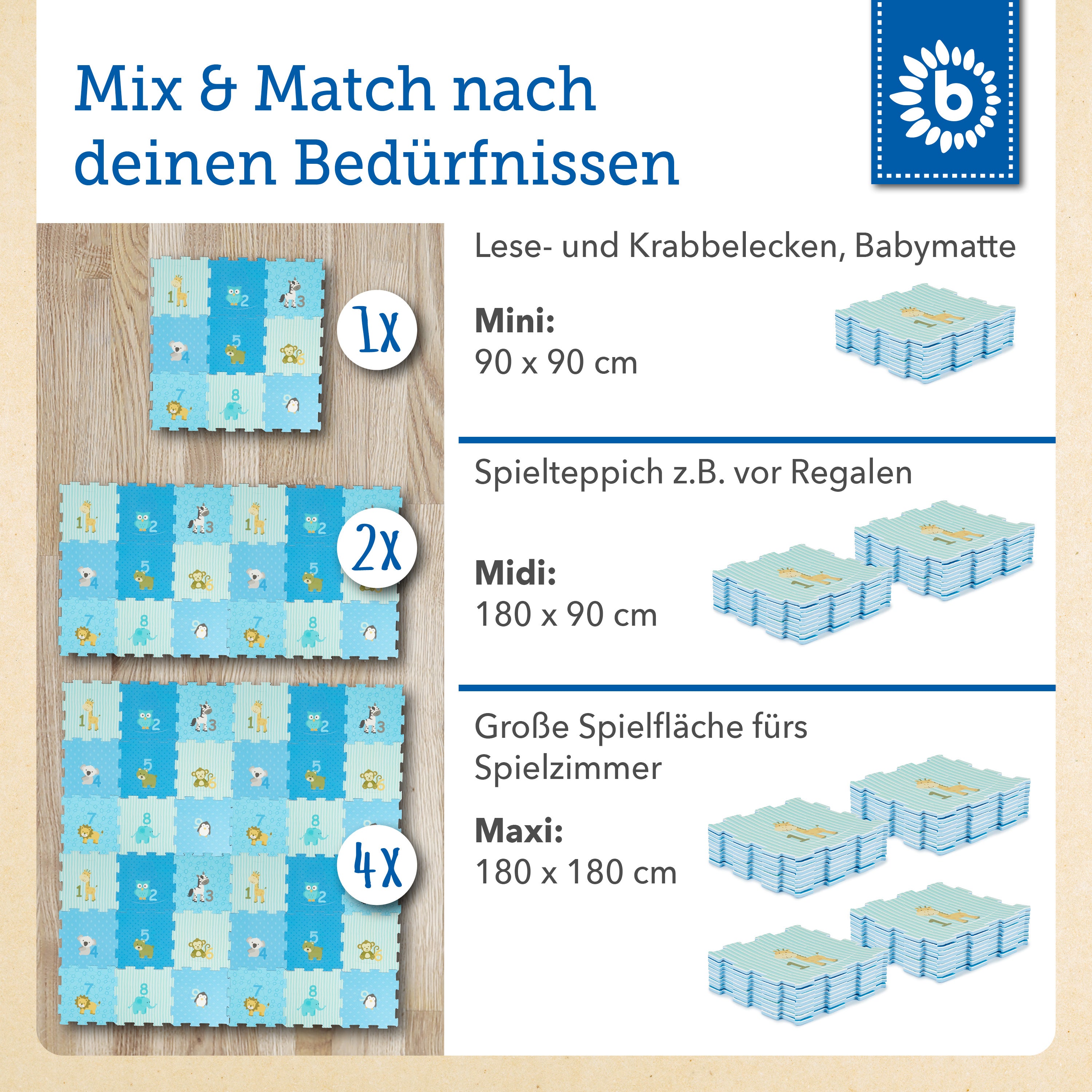 Puzzlematte Tiere blau 18 Teile