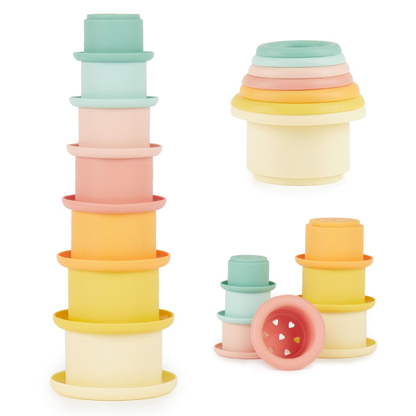 Stapelbecher Spielzeug Aus Silikon – Beißringe & Badespielzeug Für Babys Ab 6 Monaten, Lebensmittelecht & BPA-frei