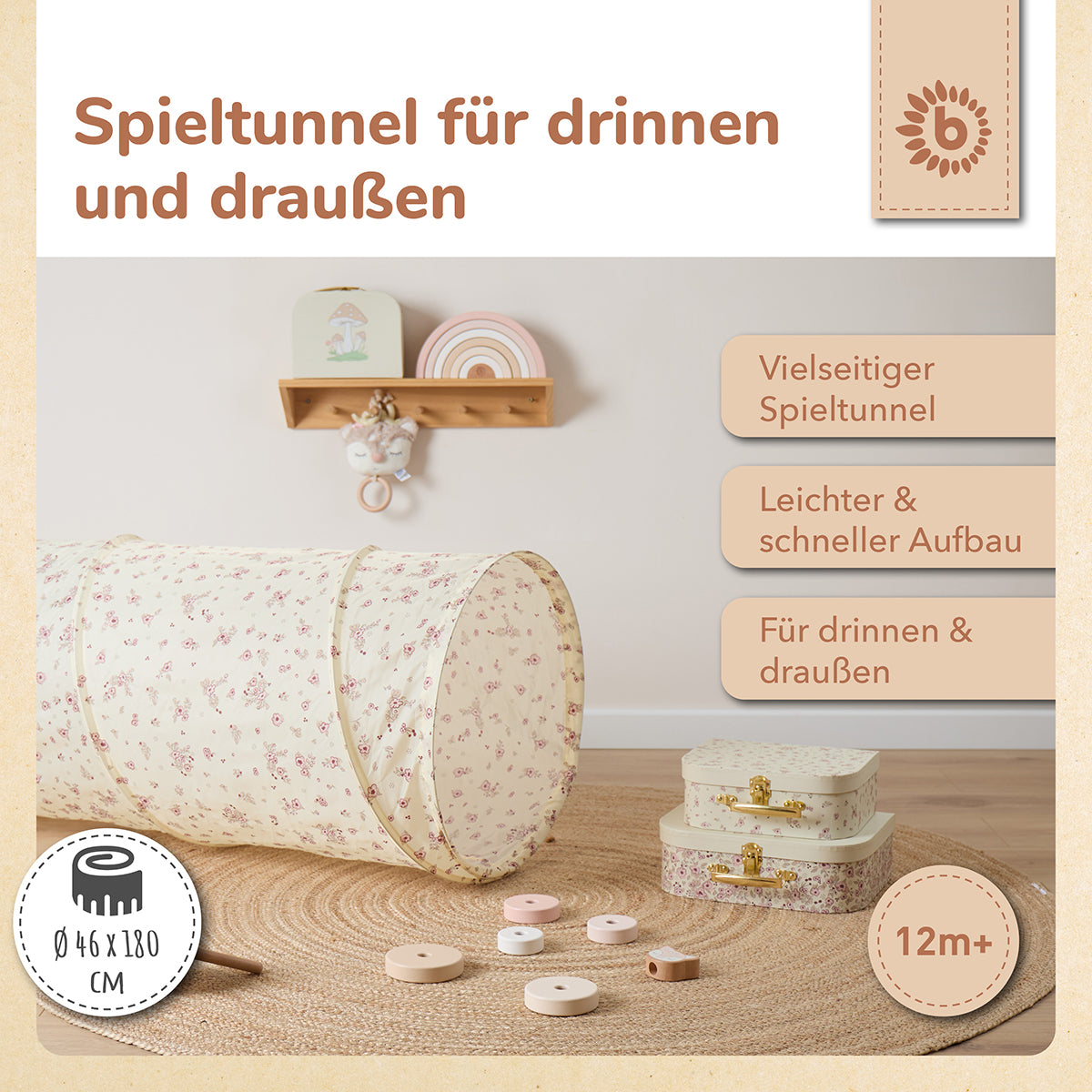 Pop Up Spieltunnel Vintage Flowers