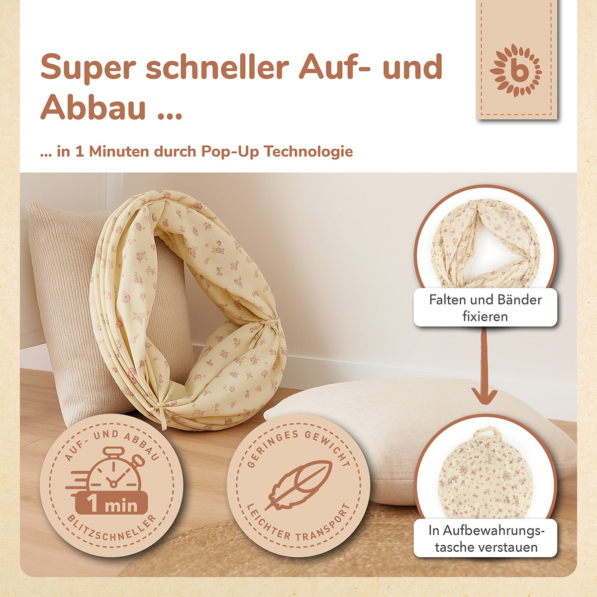 Pop Up Spieltunnel Vintage Flowers