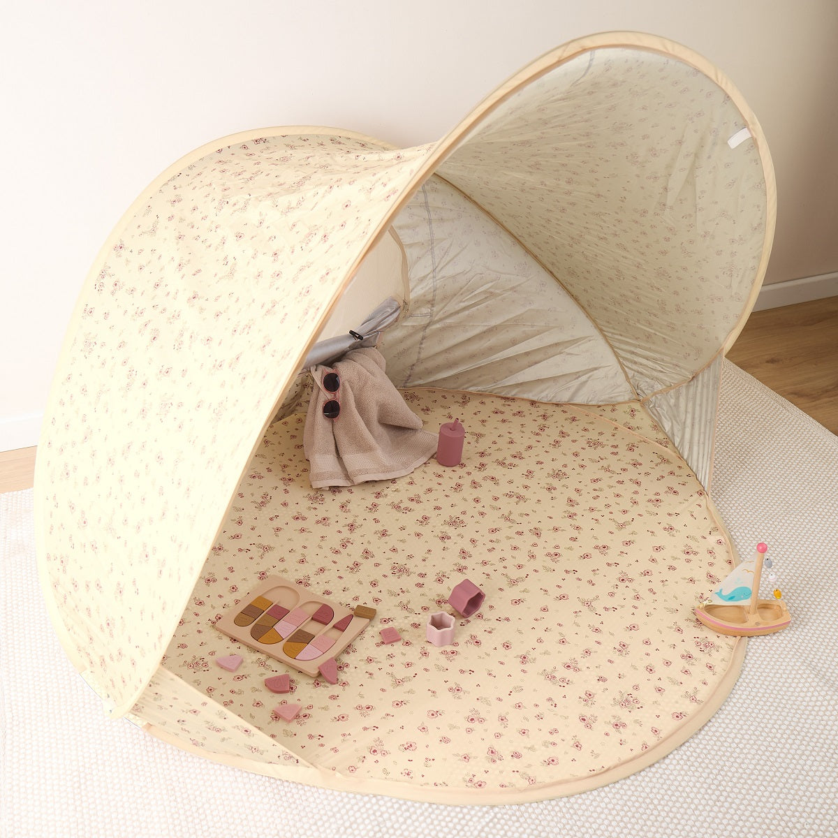 POP UP STRANDMUSCHEL VINTAGE FLOWERS