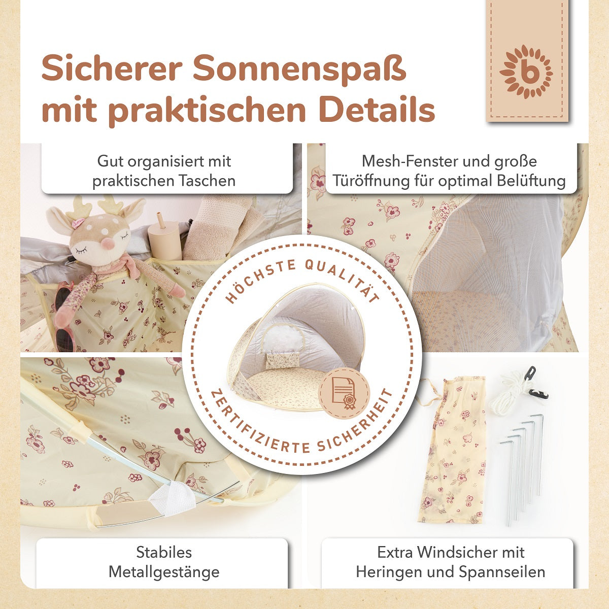 POP UP STRANDMUSCHEL VINTAGE FLOWERS