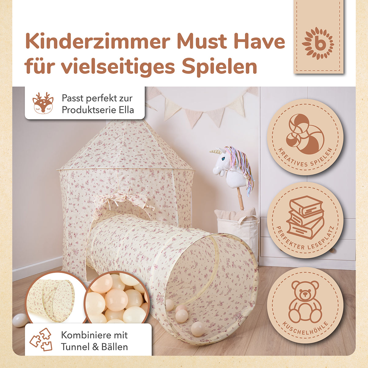 Pop Up Spielzelt Vintage Flowers