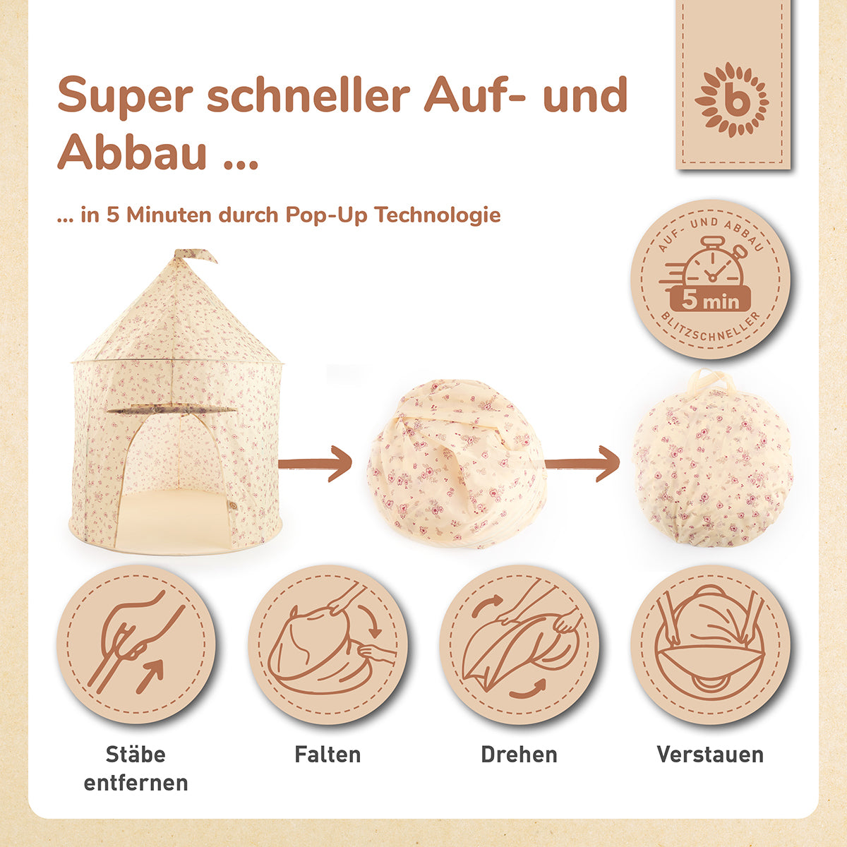 Pop Up Spielzelt Vintage Flowers