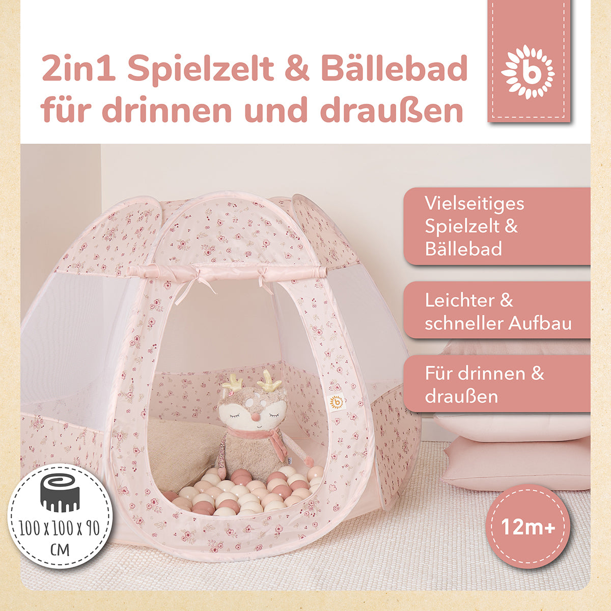 Pop Up Spielzelt und Bällebad Dreamy Flowers mit 50 Bällen