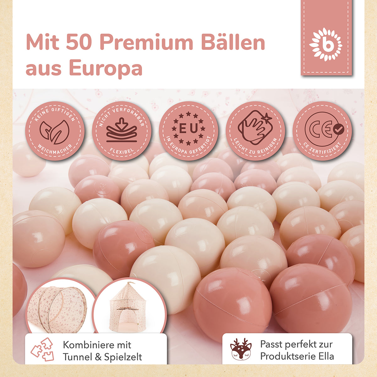 Pop Up Spielzelt und Bällebad Dreamy Flowers mit 50 Bällen