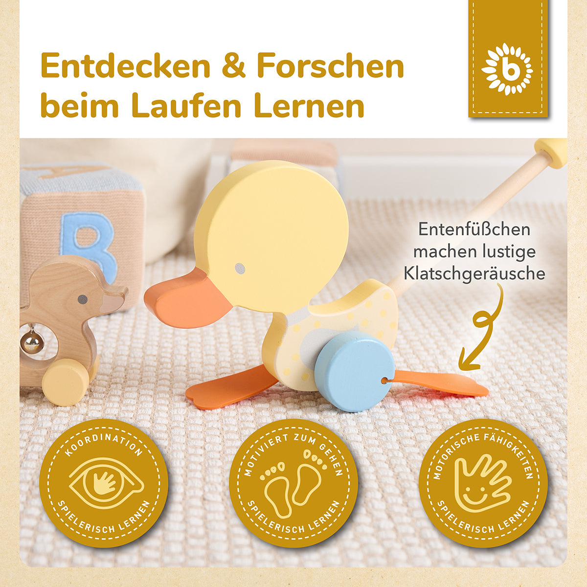 Rollerstab Watschelente gelb