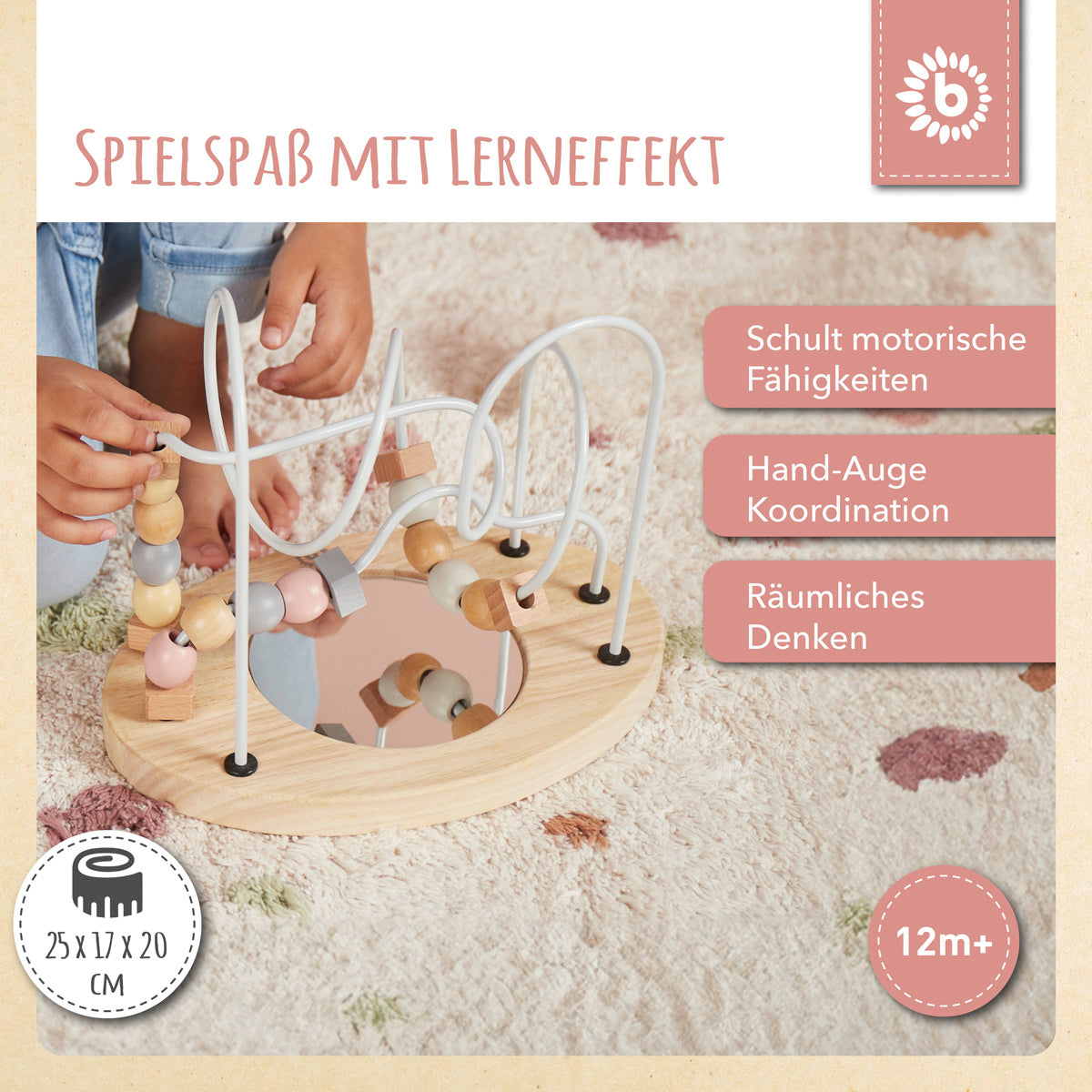 Motorikschleife mit Spiegel rose