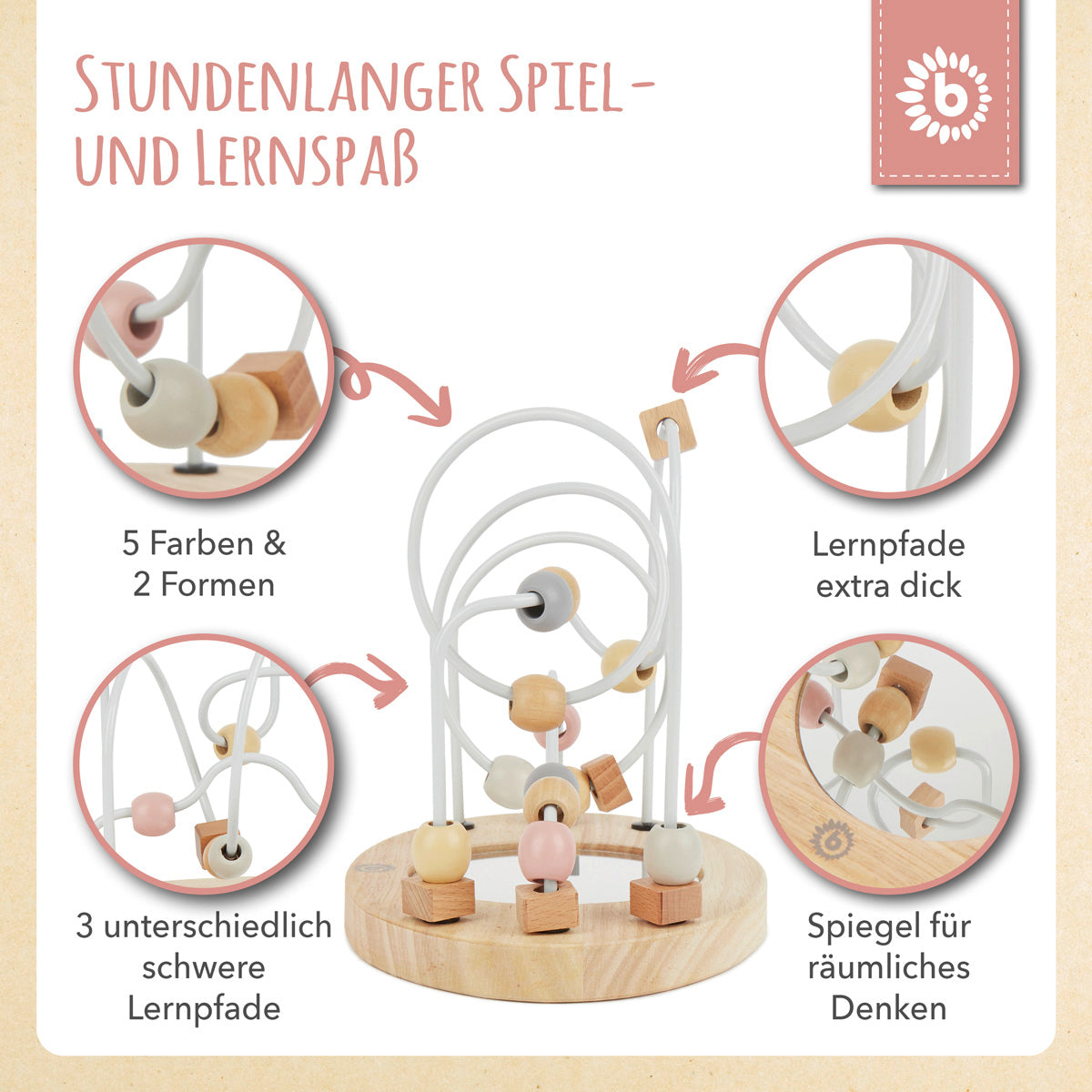 Motorikschleife mit Spiegel rose